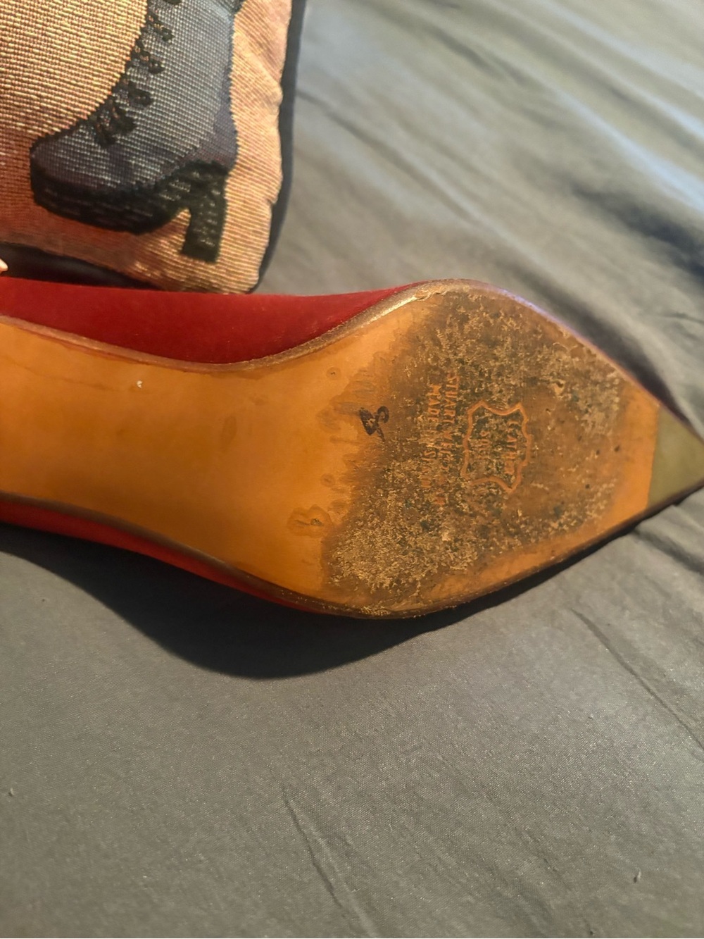 Stuart Weitzman rusty Red silk Pointed-Toe Pumps. gorgeous! Retired Reverend ❤️ - Picture 11 of 11